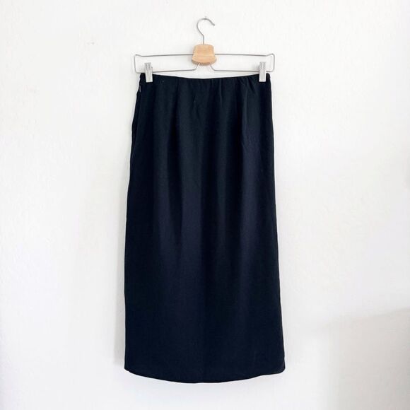 Abercrombie & Fitch black high slit midi skirt with side ruching Size XS - Picture 5 of 7
